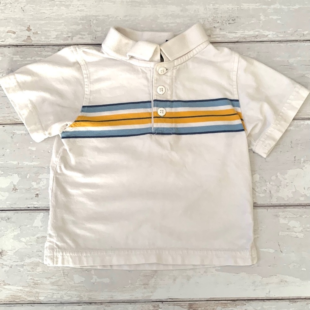 Boys 12m White Polo Shirt Short Sleeves Baby Kids Cherokee Brand 100% Cotton